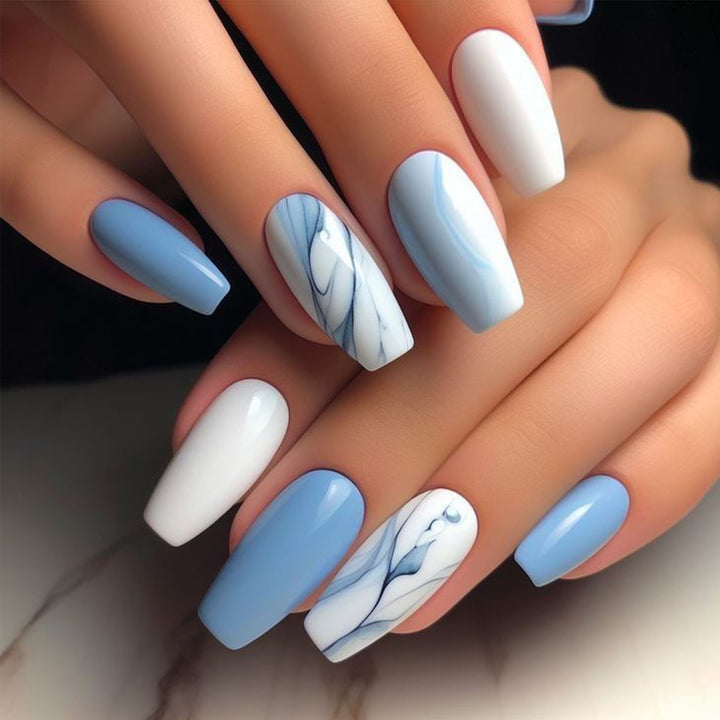 Artistic Marble Design Press-On Nails Stornfield