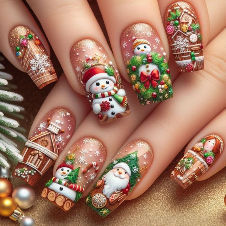 Festive Holiday-Themed 3D Nail Art Set Stornfield
