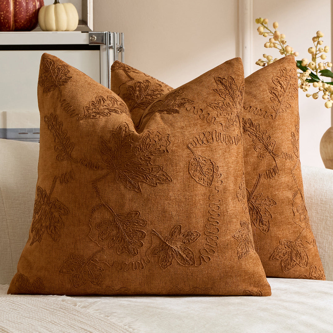 Decorative Embroidered Velvet Throw Pillow Cover Set