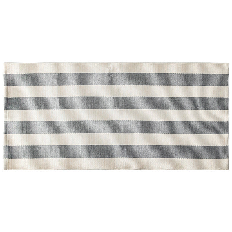 Flat woven runner for living and dining room with modern stripe pattern