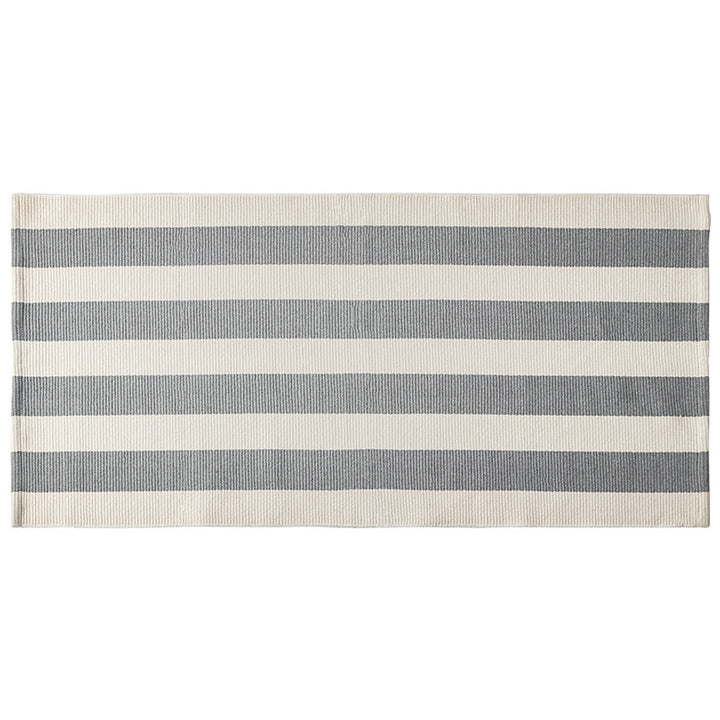 Flat woven runner for living and dining room with modern stripe pattern