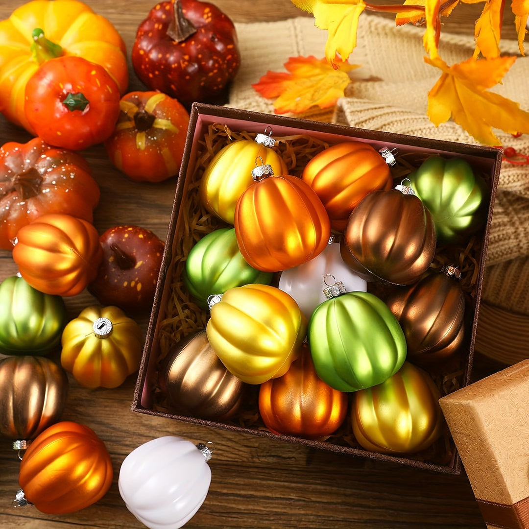 Hanging Christmas Ornaments in Pumpkin Glass Design Ornament Set