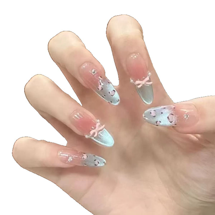 Elegant Stiletto Press-On Nails with Floral and Glitter Accents Stornfield