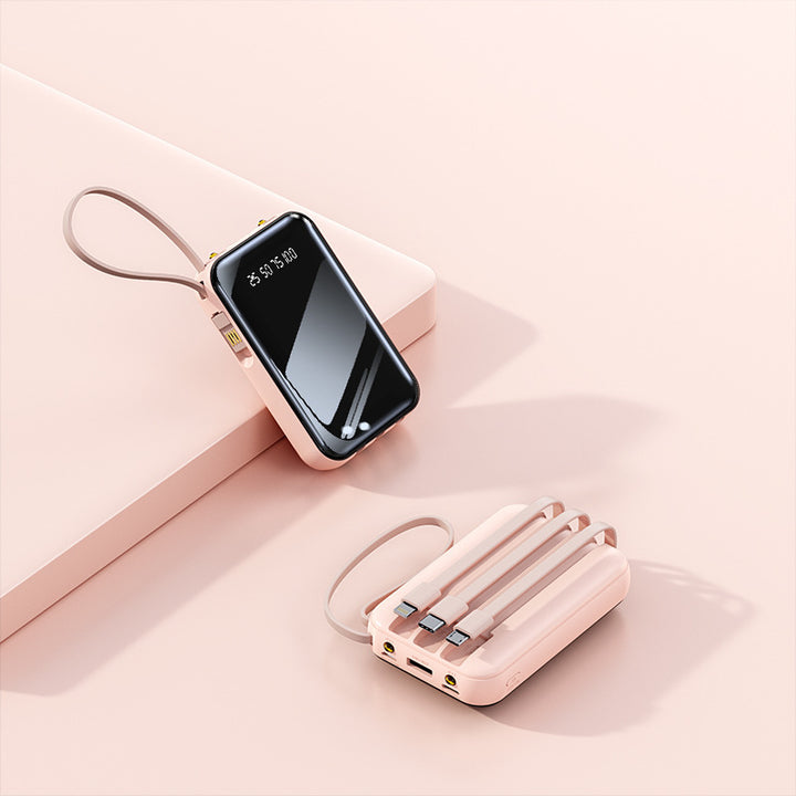 Portable power bank with integrated cable management and digital charge level display Stornfield