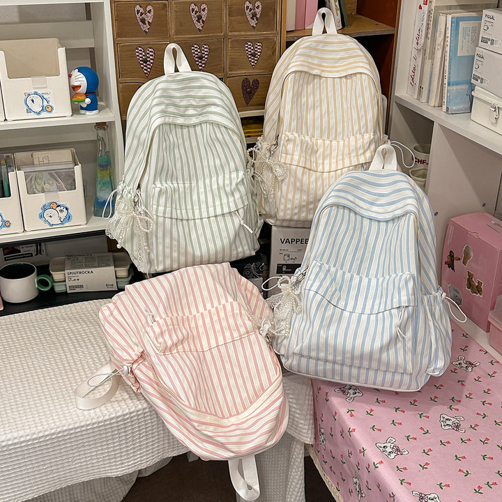 Chic Striped Canvas Backpack Stornfield