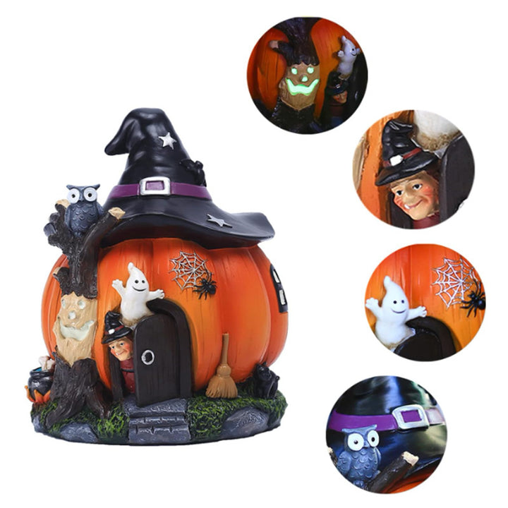 Halloween-Themed Pumpkin House Figurine