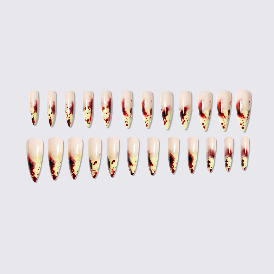 Artistic Stiletto Press-On Nail Set with Dripping Design Stornfield