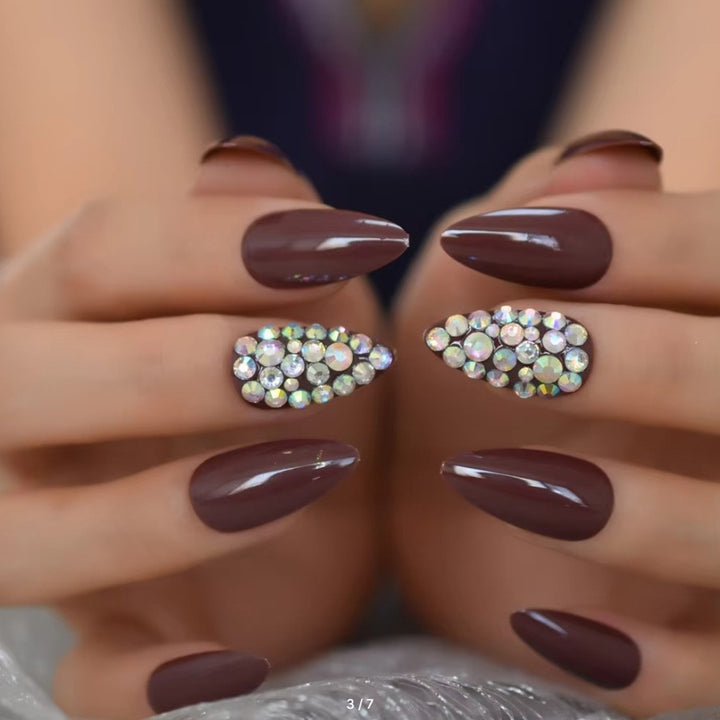 Decorative Rhinestone-Accent Press-On Nails Stornfield
