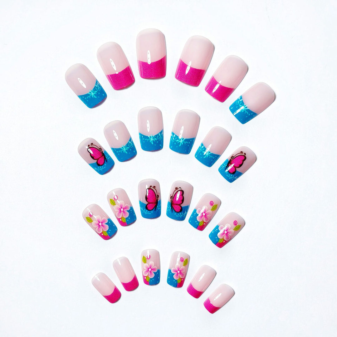 Artificial nails with creative flower and butterfly design Stornfield
