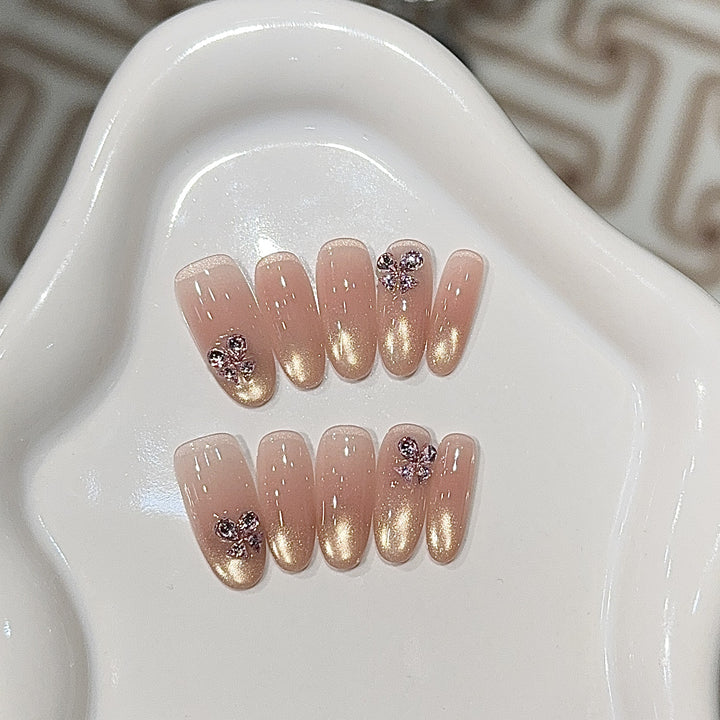 Elegant artificial nails with glitter and floral design Stornfield