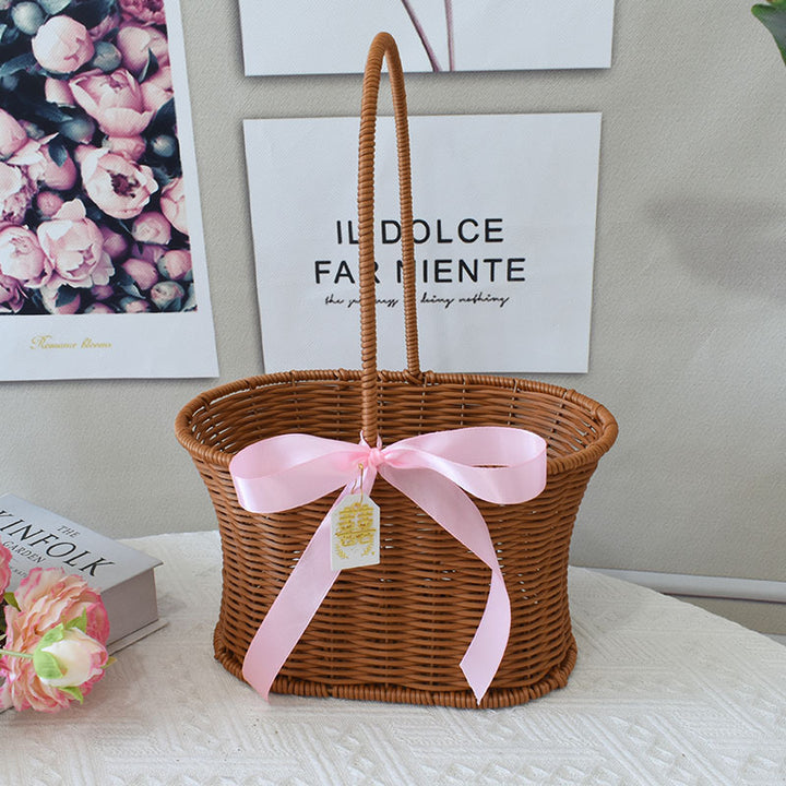 Chic Woven Handbag with Pearl Accent Stornfield