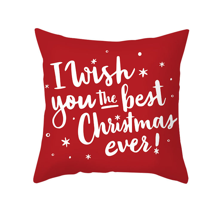 Decorative Holiday Throw Pillow Cover with Script Greeting and Antler Motif