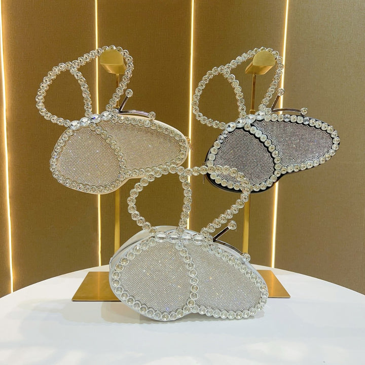 Butterfly-Shaped Rhinestone Evening Clutch