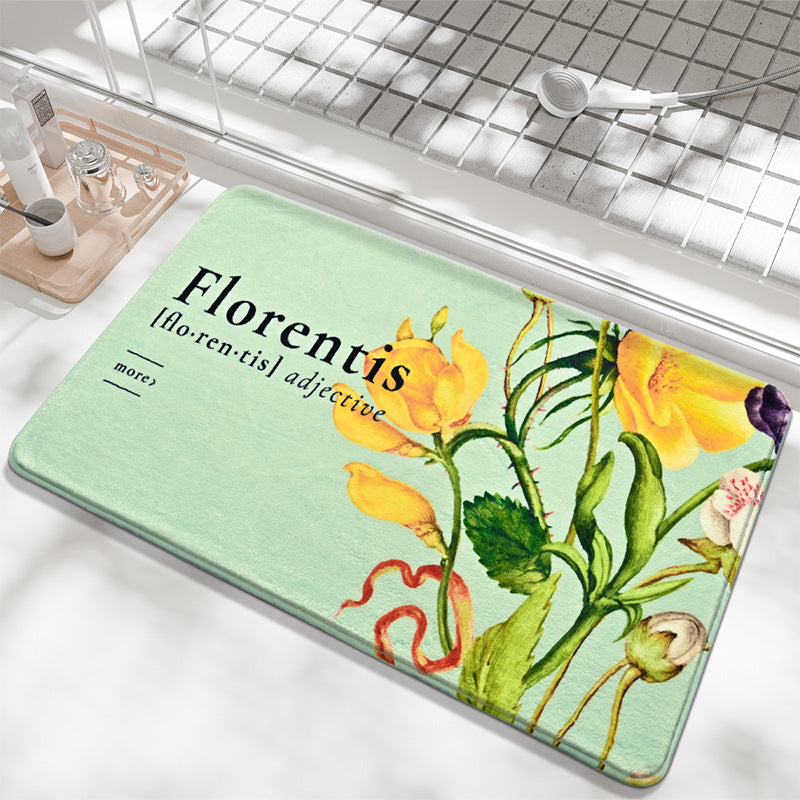 Floral-Decorative Bathroom Mat Stornfield