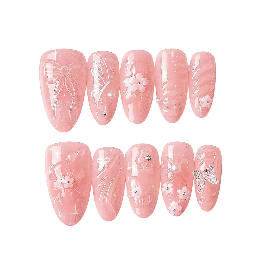 Decorative Floral Press-On Nail Art Set Stornfield