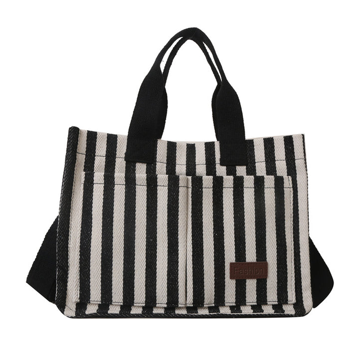 Stylish Striped Canvas Tote Bag