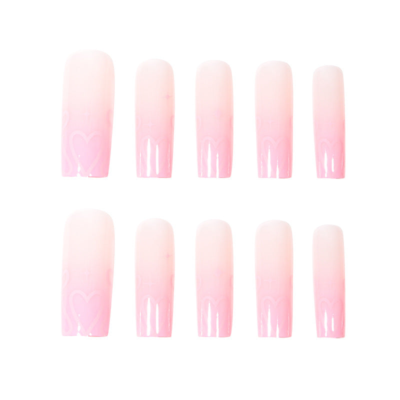 Heart-Design Long Press-On Nails Stornfield