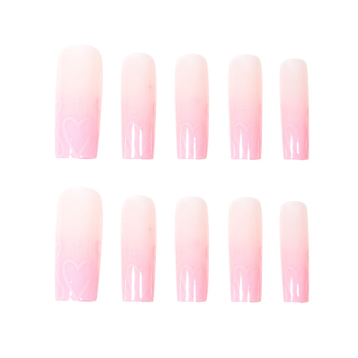 Heart-Design Long Press-On Nails Stornfield