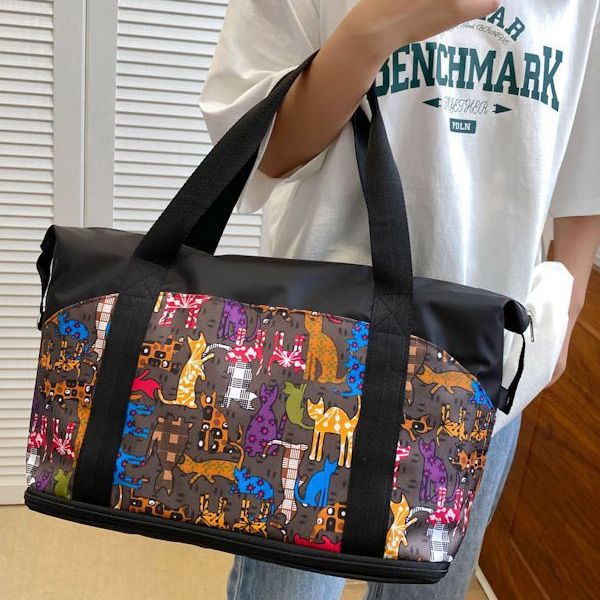 Playful Cat-Themed Travel Duffle Bag