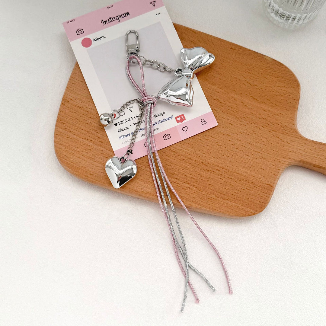 Elegant Bow and Heart Charm Keychain Stornfield
