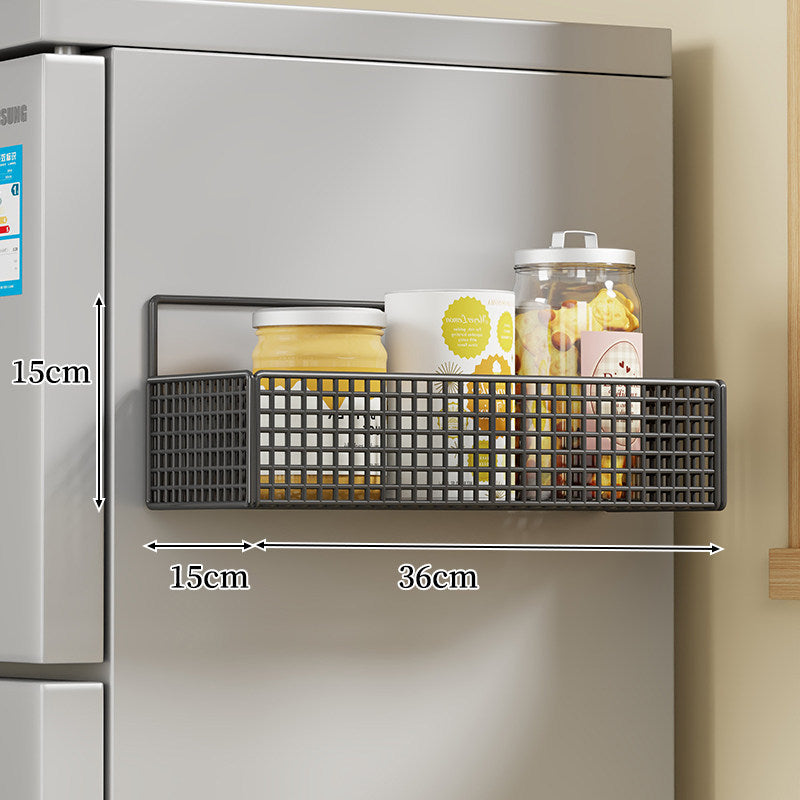 Over-the-Fridge Stacked Metal Mesh Hanging Storage Basket