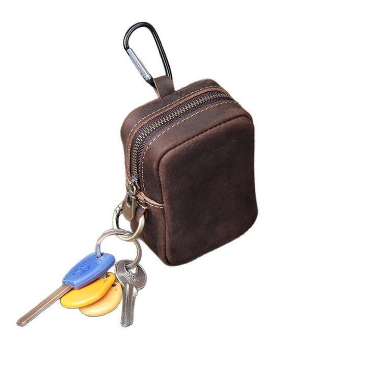 Leather Zippered Keychain Pouch