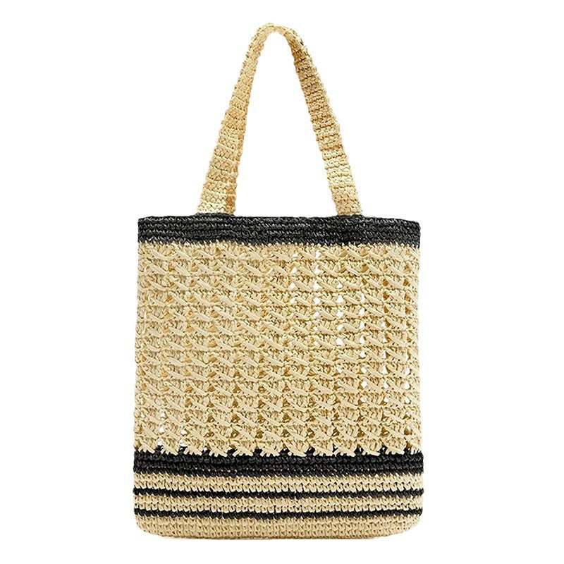 Handcrafted basket bag with modern striped design Stornfield