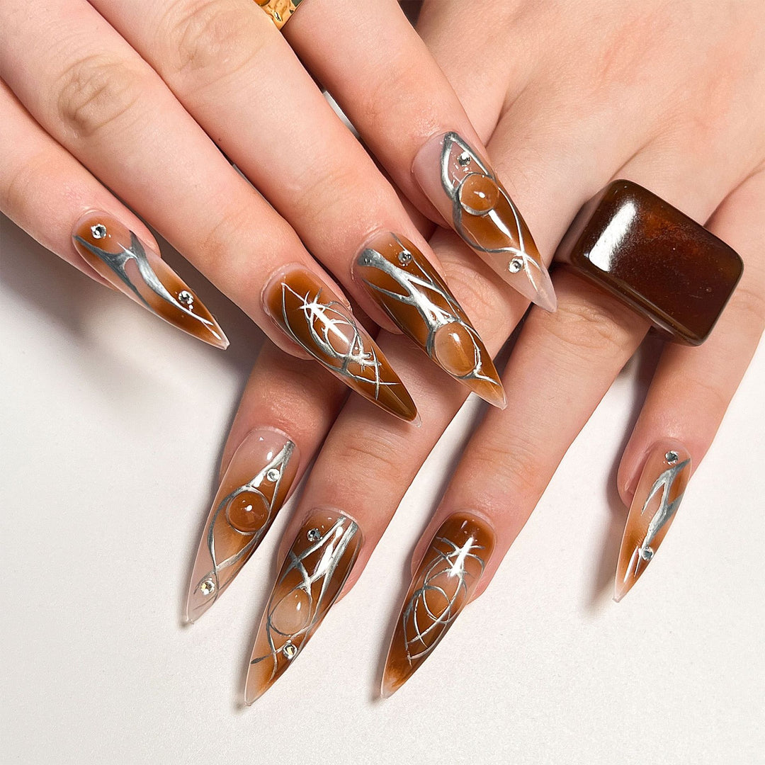 Artificial nail extensions with glamorous design Stornfield