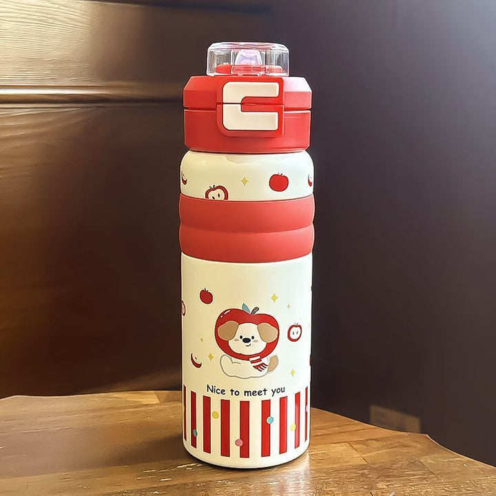 Women's Insulated Water Bottle with Safe Flip Lid and Cute Dog Motif Stornfield