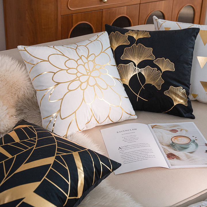 Geometric Foil-Pattern Decorative Throw Pillow Cover