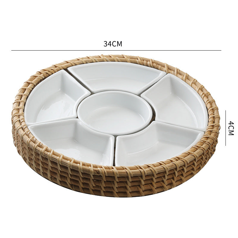 Unisex Serving Platter with Integrated Dip Bowl Set Stornfield