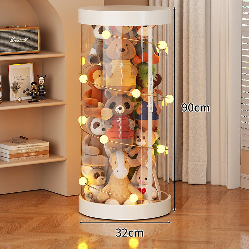 Tall Transparent Cylindrical Plush Toy Display & Storage Tower