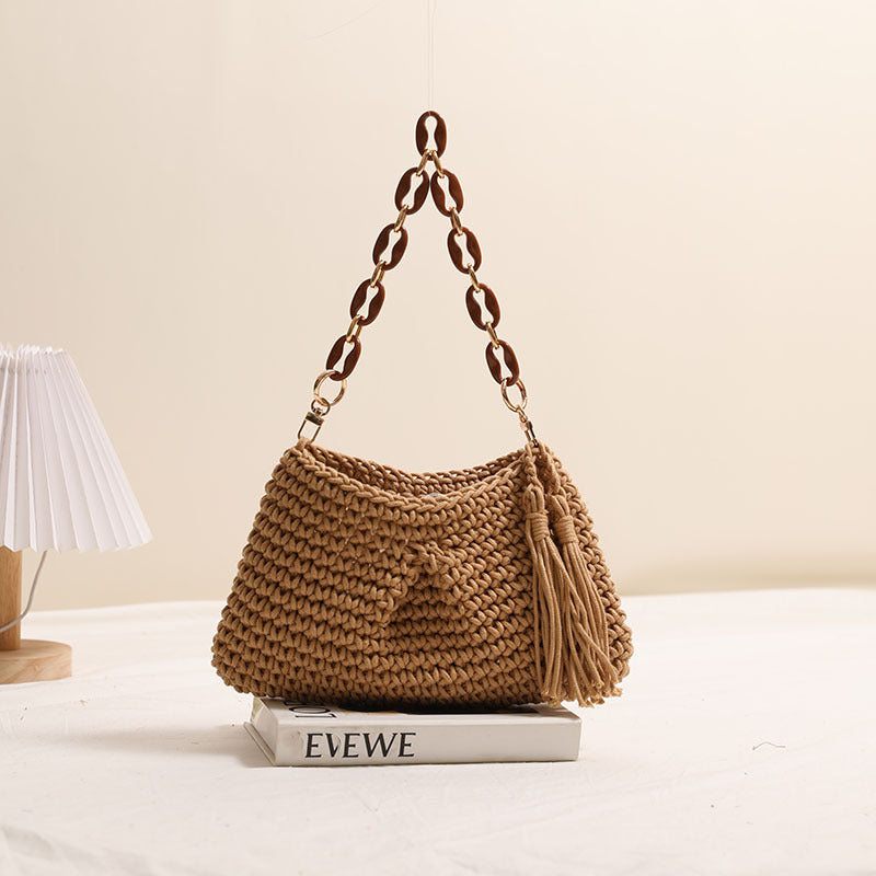 Handcrafted macrame bag with fashionable fringes Stornfield