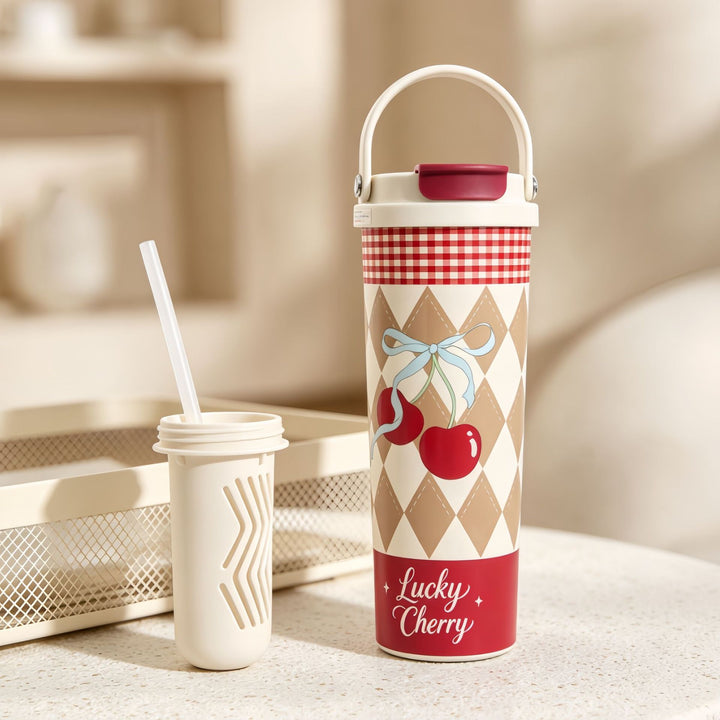 Insulated drinking bottle with integrated straw Stornfield