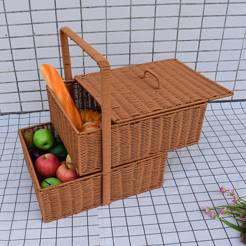 Multi-Functional Woven Storage Basket with Lid Stornfield