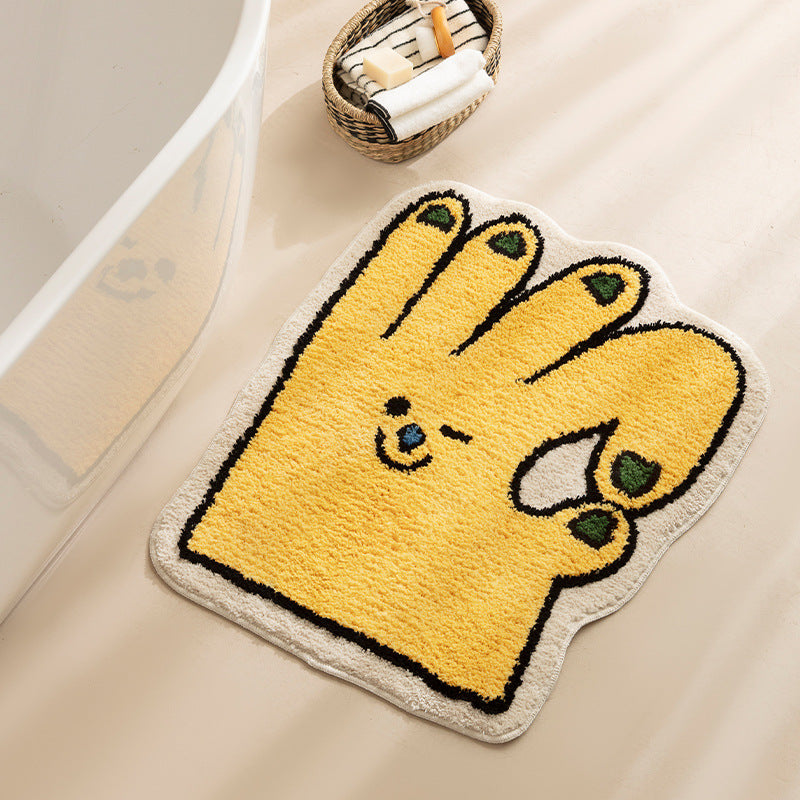 Funny hand-shaped bath mat made of non-slip microfiber plush Stornfield