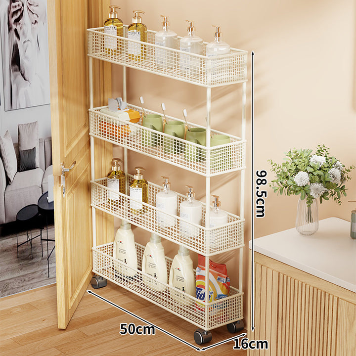 Slim Narrow Pull-Out Mesh Storage Organizer for Cabinet and Door Gap
