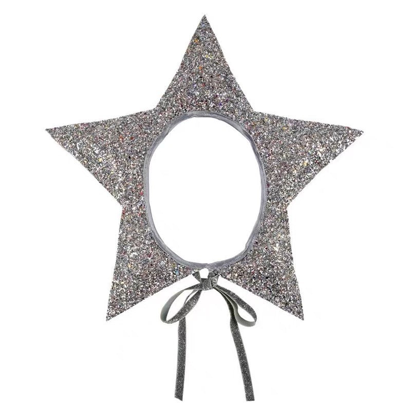 Glitter Star Point Headband Crown with Ribbon Ties