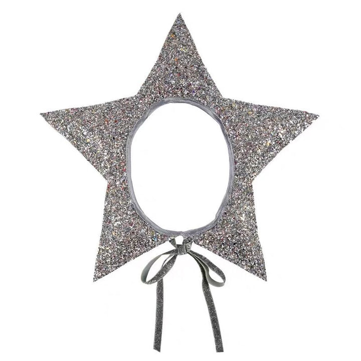 Glitter Star Point Headband Crown with Ribbon Ties