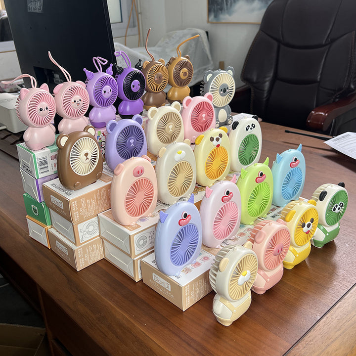Cooling portable handheld bear-ear mini fan with adjustable tilt USB rechargeable desktop stand Stornfield