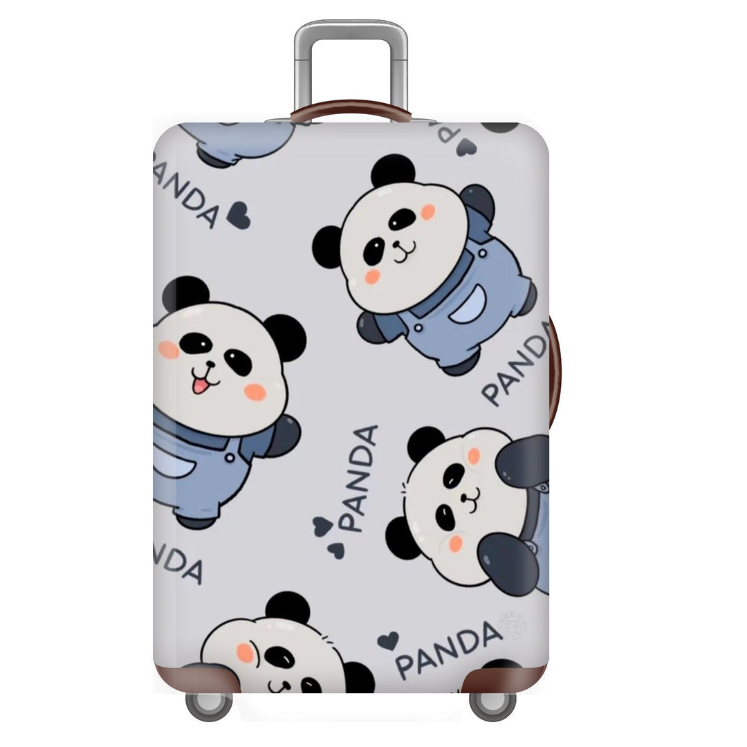 Unisex non-elastic suitcase cover for hard shell trolley with cute panda design, stretch protective cover with handle and wheel openings Stornfield