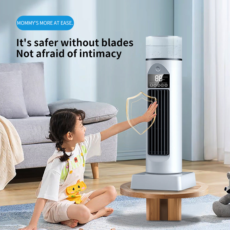 Cooling oscillating tower humidifying fan with LED display and remote Stornfield