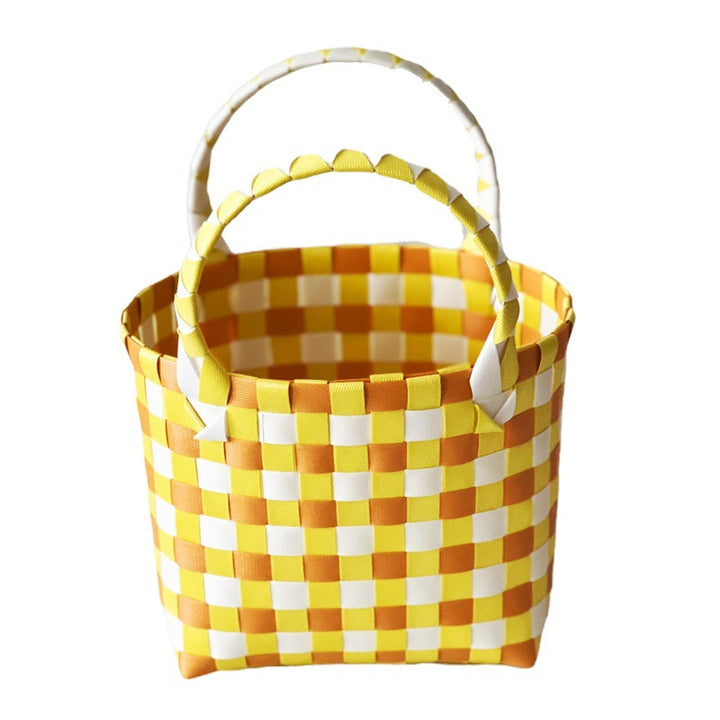 Handmade Basket Bag In Checked Design Stornfield
