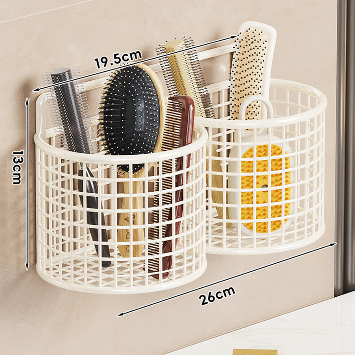 Wall-Mounted Triple Mesh Bathroom Organizer Basket for Brushes Combs and Sponges