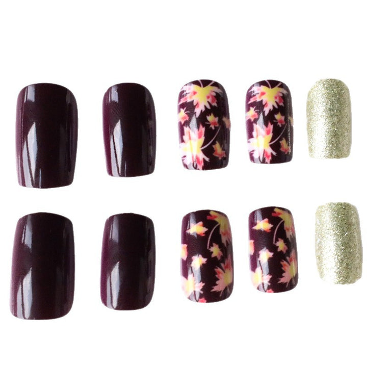 Decorative Fall-Themed Acrylic Nail Enhancements Stornfield