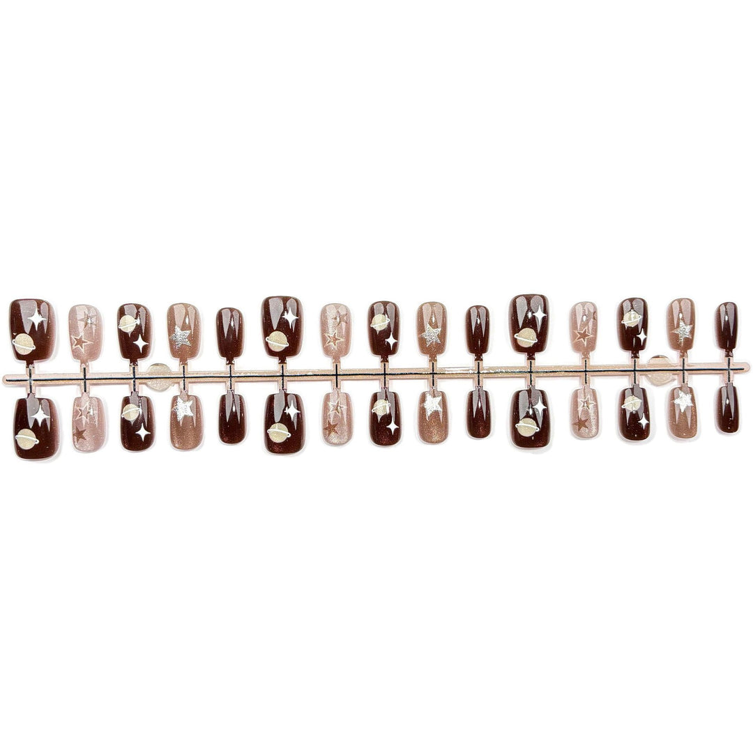 Artistic Space-Themed Press-On Nails