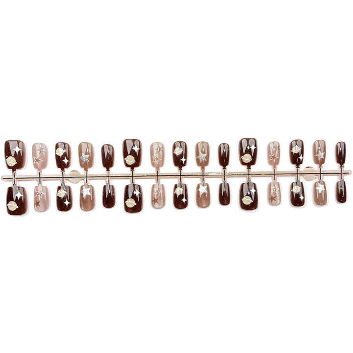 Artistic Space-Themed Press-On Nails