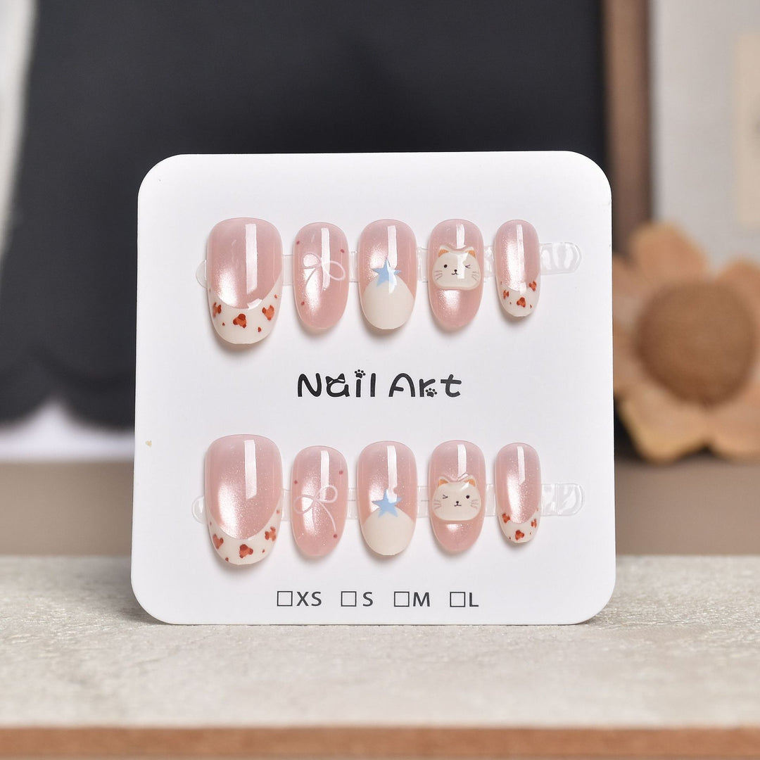 Decorative Press-On Nail Extensions with Floral Accents Stornfield