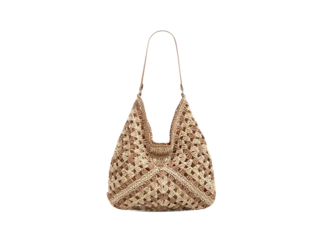 Handbag with Artistic Macrame Design and Flexible Carrying Comfort Stornfield