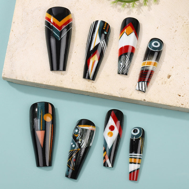 Artificial nails with creative tribal design Stornfield